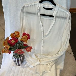 Zara lightweight semi sheer woman’s button down top Small